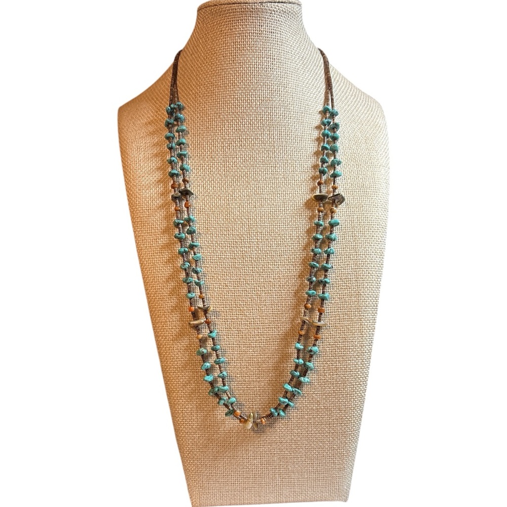 Native Turquoise and Heishi Shell  Beaded Necklace